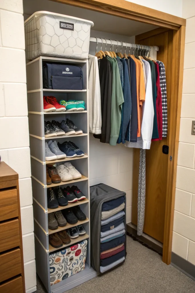 4 vertical closet organizer small single dorm c