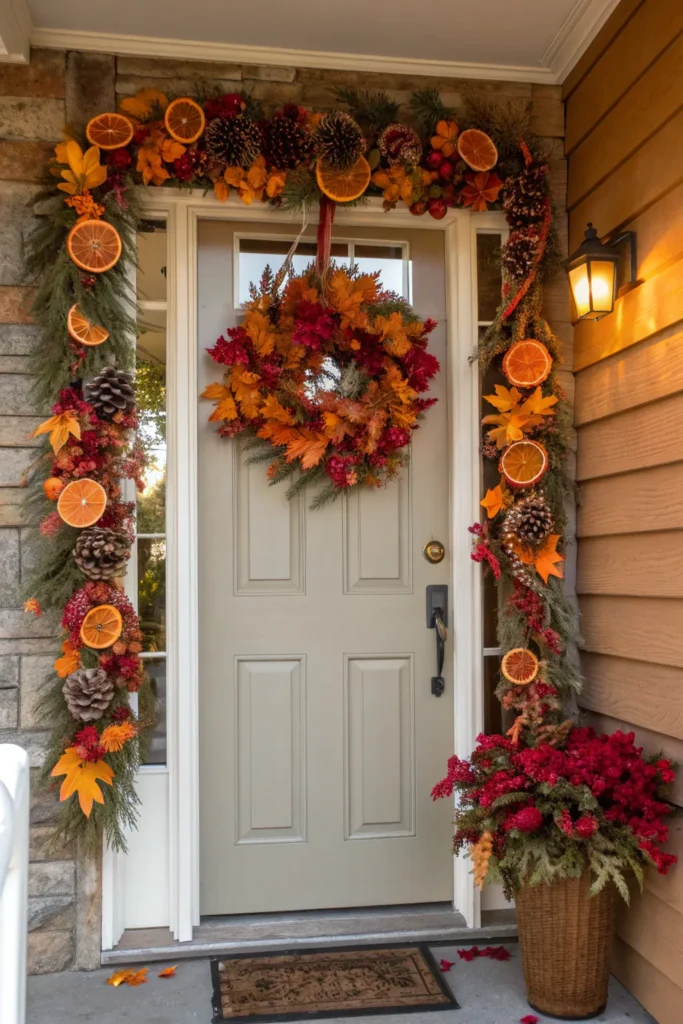 5 a beautiful front door adorned with a full te