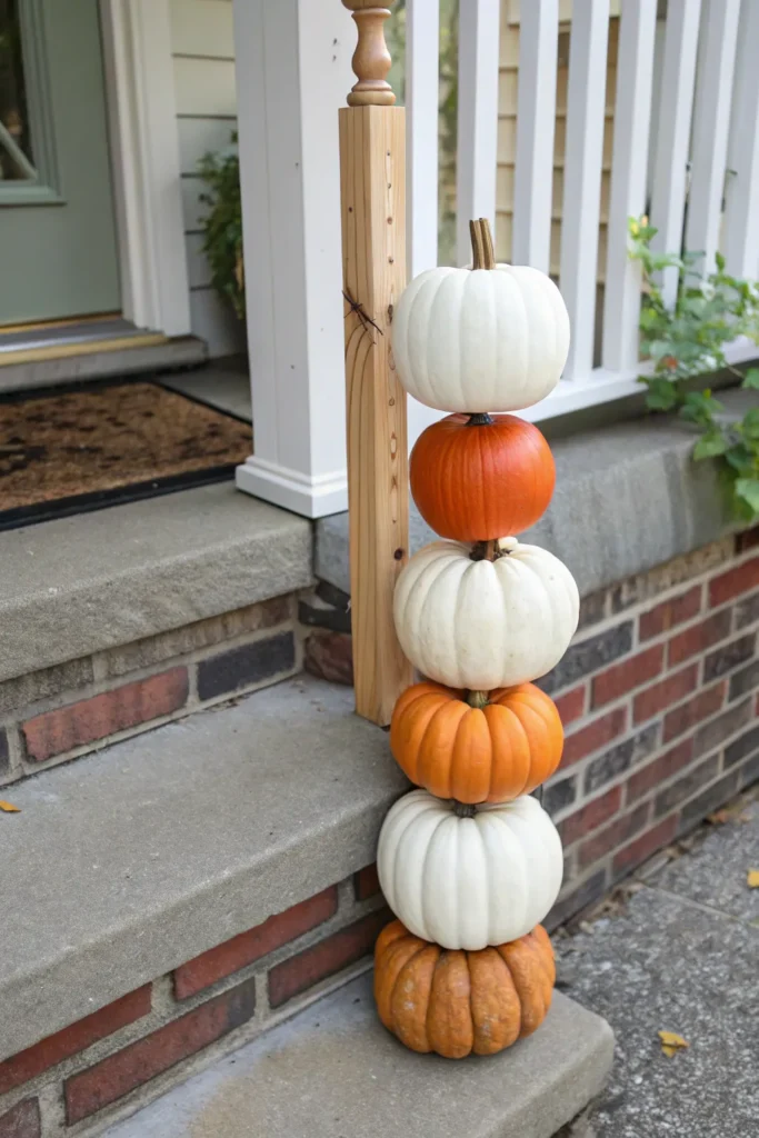 5 a diy pumpkin tower on a porch step four prog