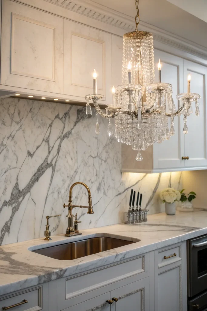 5 a elegant kitchen with a marble backsplash a