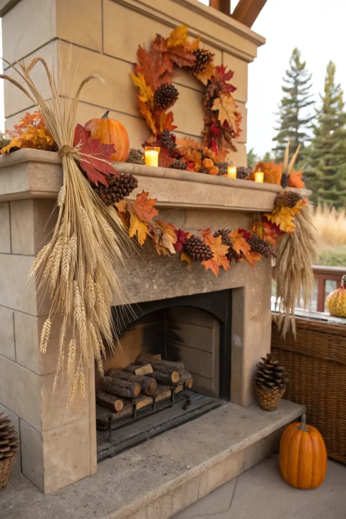 5 a fall garland of mixed autumn leaves dried c