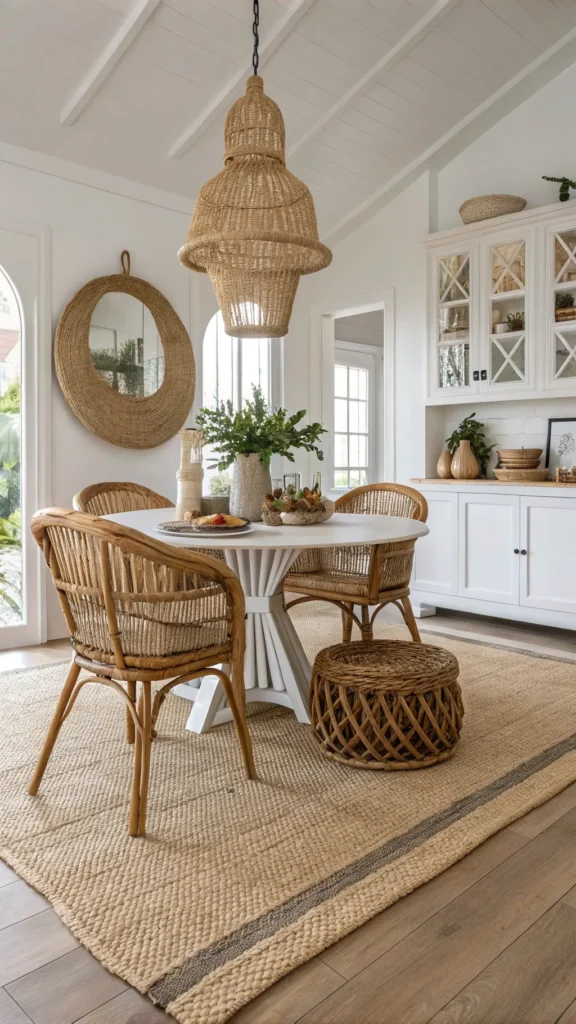 10 Coastal Dining Room Ideas for a Breezy, Beachy Feel 5 a realistic coastal dining room featuring abun