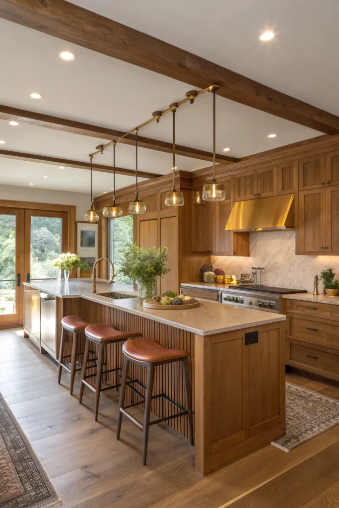 5 a warm transitional kitchen with wooden eleme