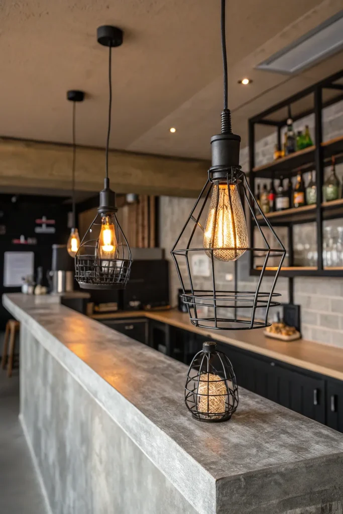 5 an industrial style kitchen bar with a concret