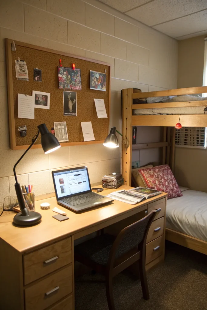 5 corner desk workspace single dorm room with a