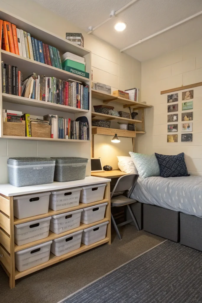5 small dorm with smart storage under bed bins