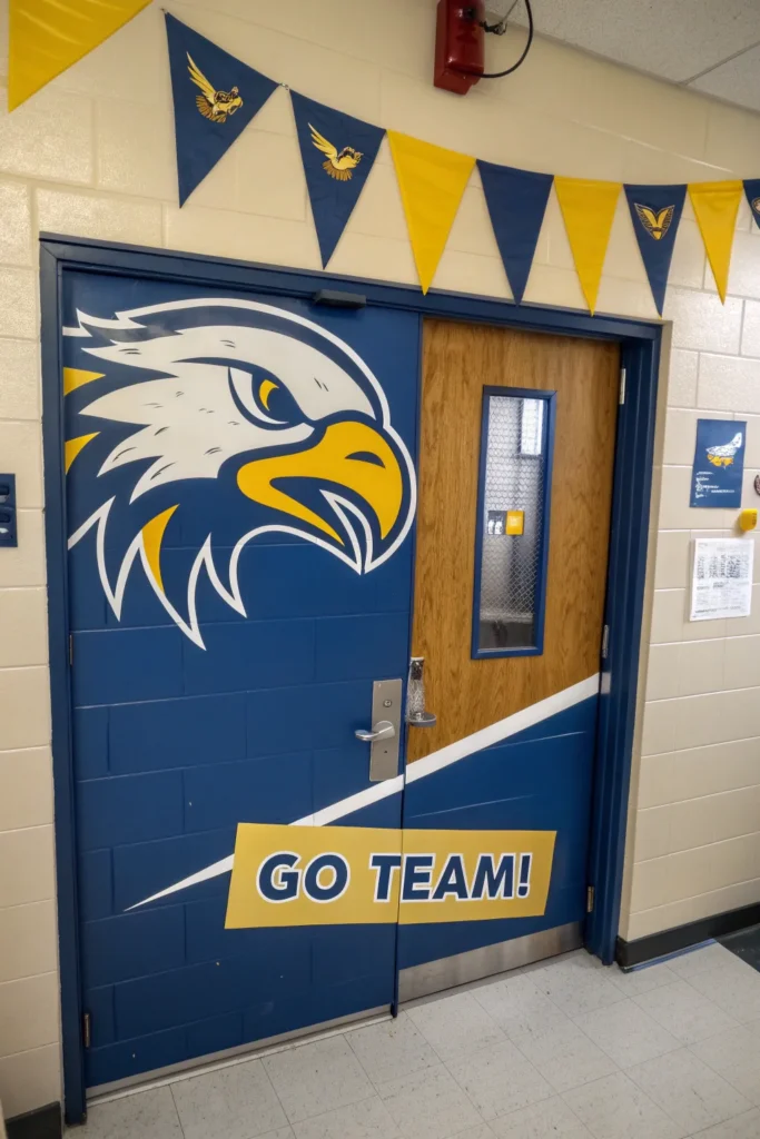 6 a door bursting with school spirit painted in