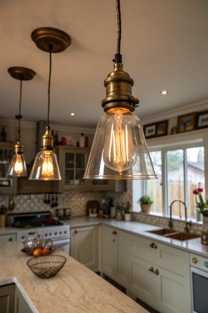 6 a kitchen with vintage charm two pendant ligh
