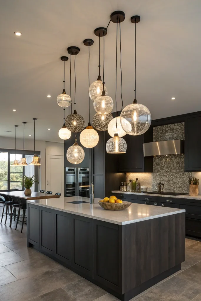 6 a large dark toned kitchen island a dramatic