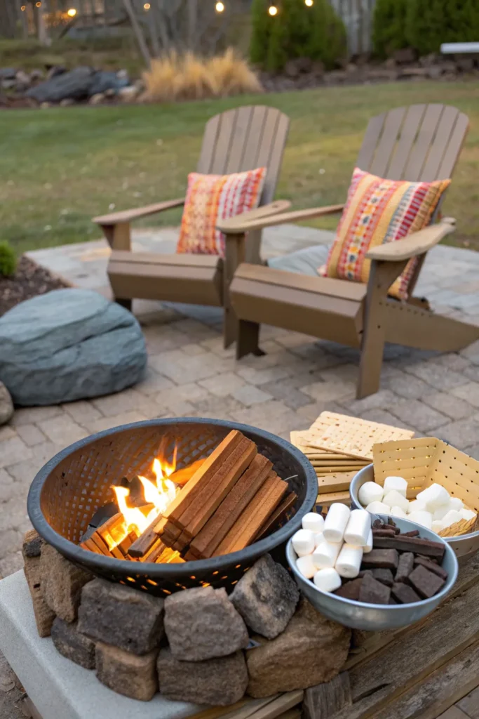 6 a vibrant crackling fire pit surrounded by co