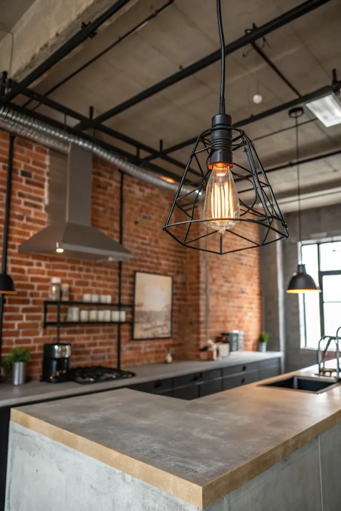 6 an industrial loft kitchen with exposed brick
