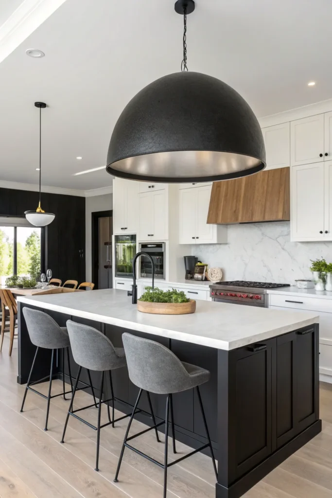 7 a contemporary kitchen with a waterfall island