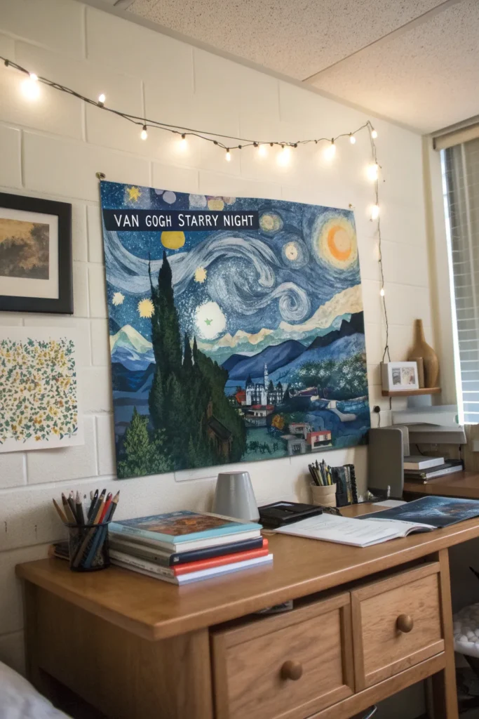 7 a cultured dorm space featuring a poster of va