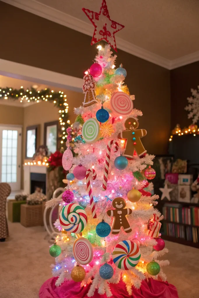 14 Christmas Tree Decorations to Make Your Tree Stand Out 7 candyland inspired christmas tree bursting wit