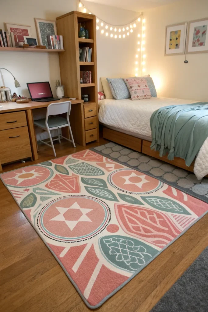 7 dorm floor with stylish rug medium sized rug