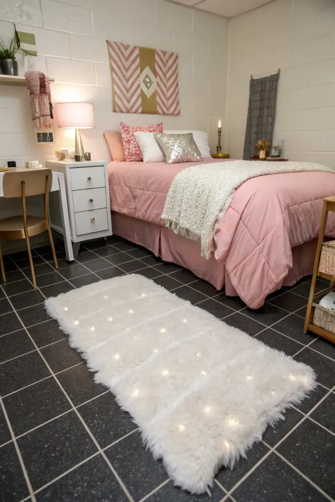 7 faux fur rugs a realistic college dorm featuri