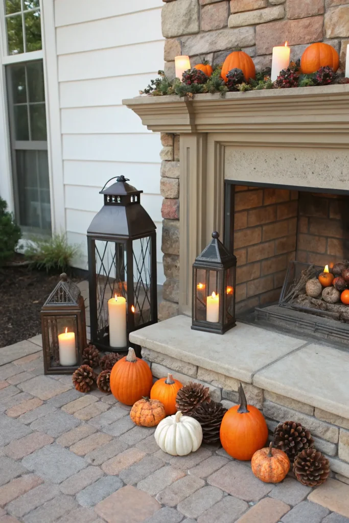 7 the mantel of an outdoor fireplace styled for