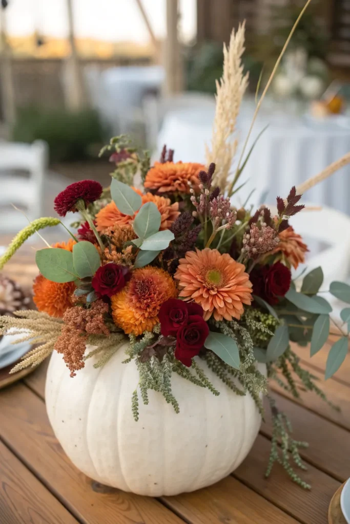 8 a beautifully arranged autumn floral centerpie