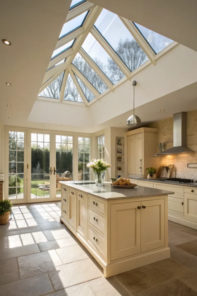 8 a bright airy kitchen with a vaulted ceiling
