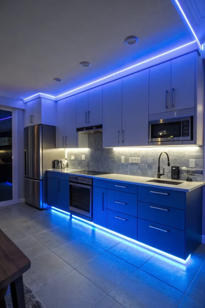 8 a contemporary kitchen with rgb led strip ligh