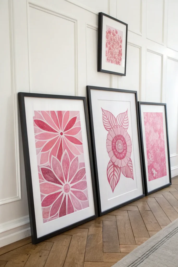 8 a minimalist gallery wall of three framed art