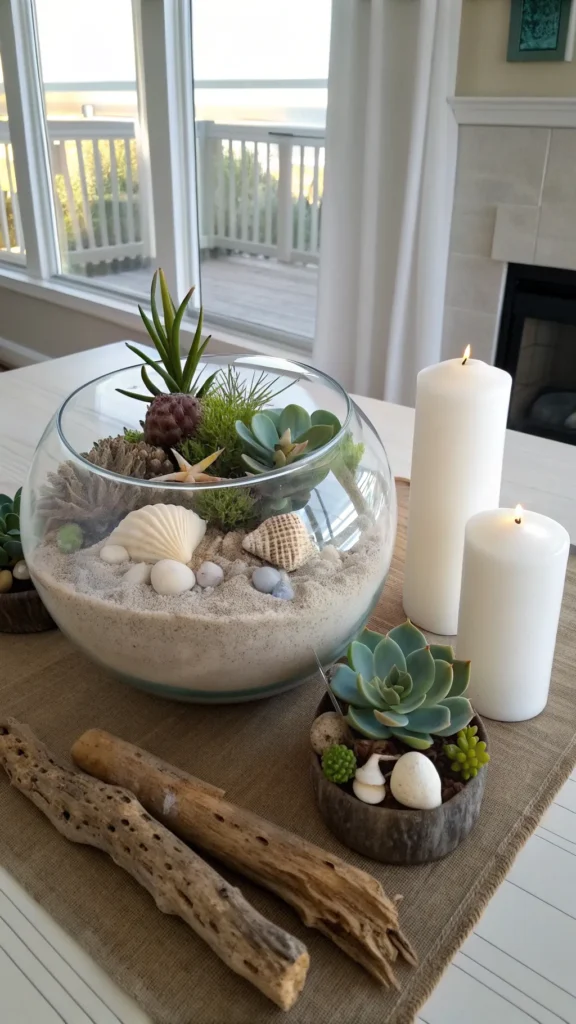 10 Coastal Dining Room Ideas for a Breezy, Beachy Feel 8 a realistic coastal dining table centerpiece f