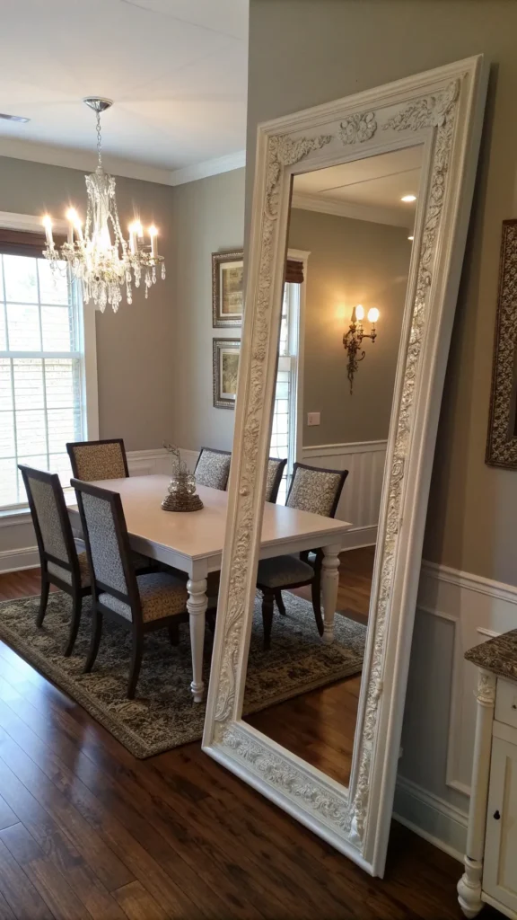 13 Dining Room Mirror Ideas to Brighten and Enlarge Your Space 8 a realistic corner of a dining room featuring