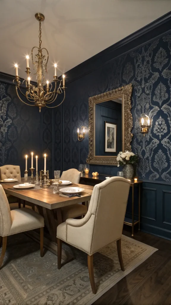 10 Dining Room Wallpaper Ideas That Make a Statement 8 a realistic intimate dining room with walls co