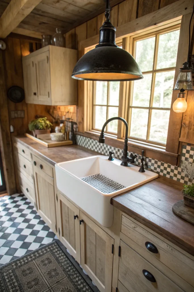 8 a rustic kitchen with a farmhouse sink a dome