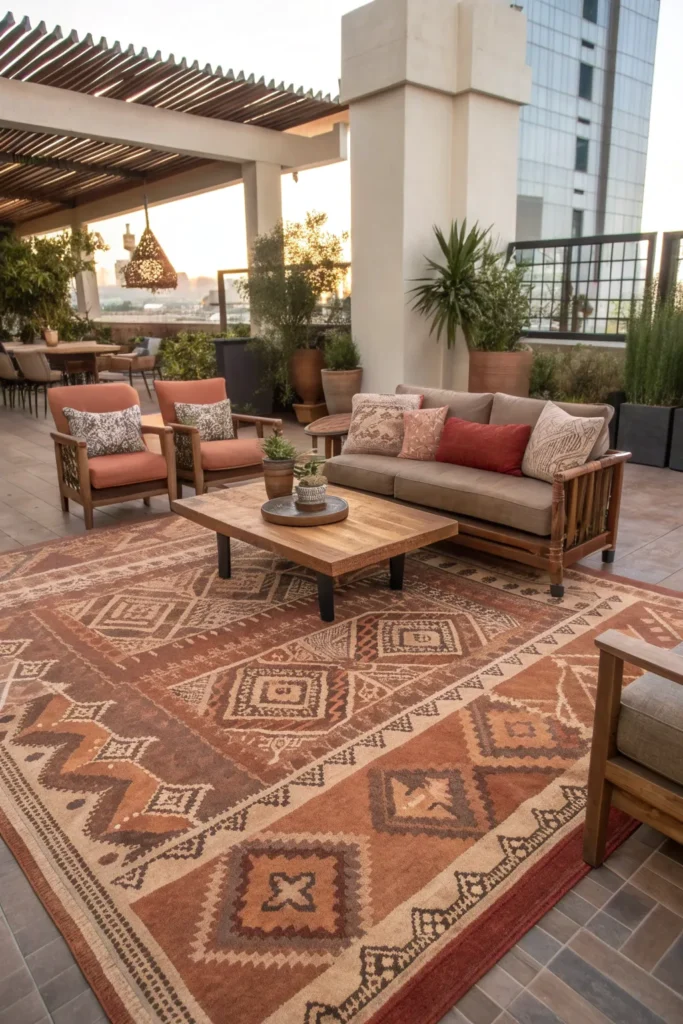 8 an outdoor seating area defined by a large pa