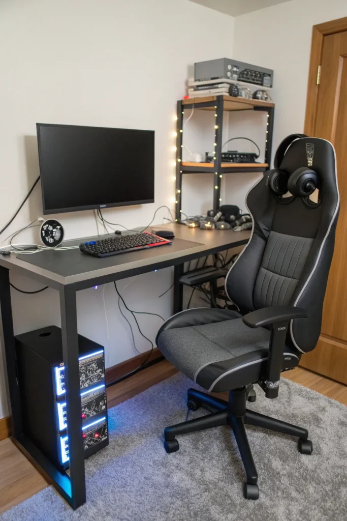 8 gaming corner in a dorm room sleek monitor