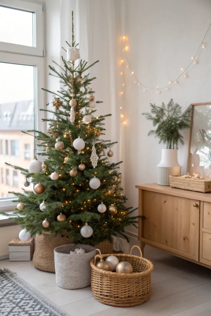 14 Christmas Tree Decorations to Make Your Tree Stand Out 8 minimalist scandinavian christmas tree decora