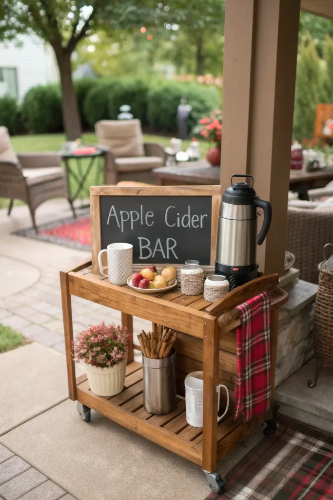 9 a charming wooden bar cart on a patio set up