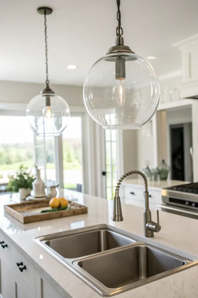 9 a clean modern kitchen with a double basin si
