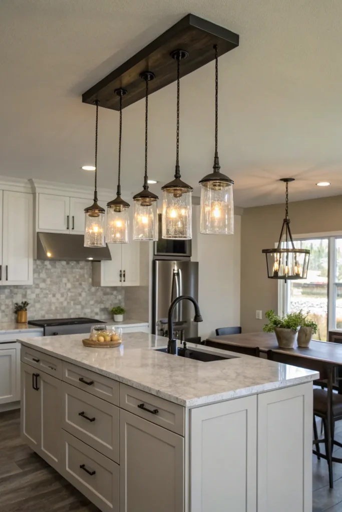 9 a compact kitchen island a single multi light
