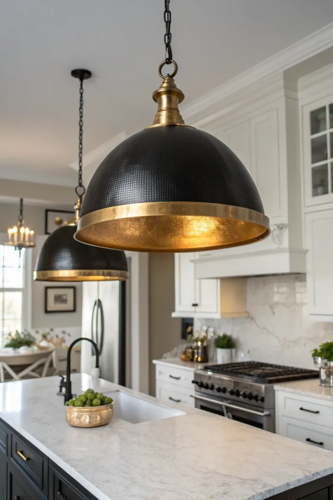 9 a kitchen with mixed metal finishes a two ton