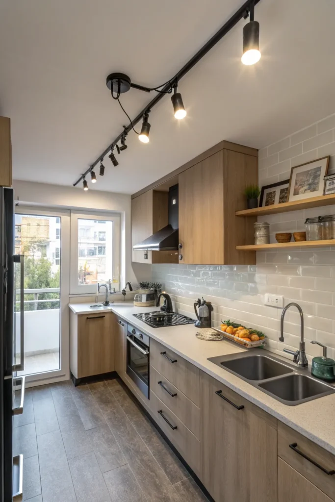 9 a small multifunctional kitchen a slim blac