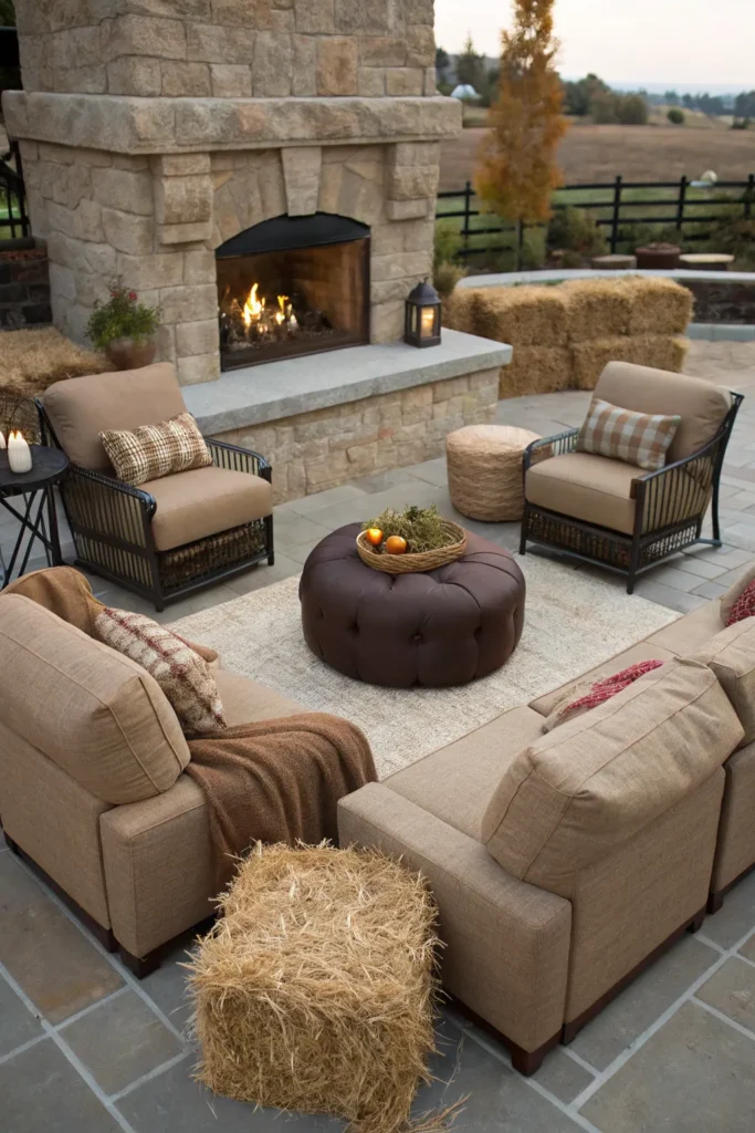 9 plush weather resistant seating arranged in a